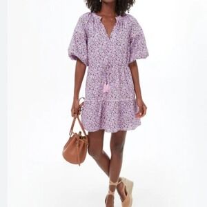Tuckernuck-HYACINTH HOUSE Matilda Purple Floral Puff Sleeves Dress-Medium